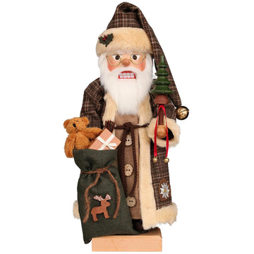 Brown Checkered Santa Nutcracker