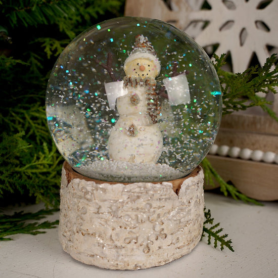 White Brown Snowman Waterglobe - Christmas Place