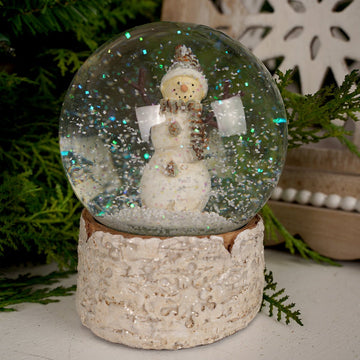 White Brown Snowman Waterglobe - Christmas Place