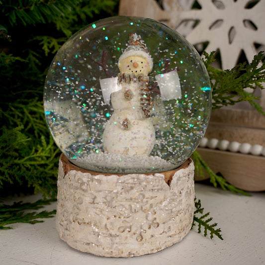 White Brown Snowman Waterglobe - Christmas Place
