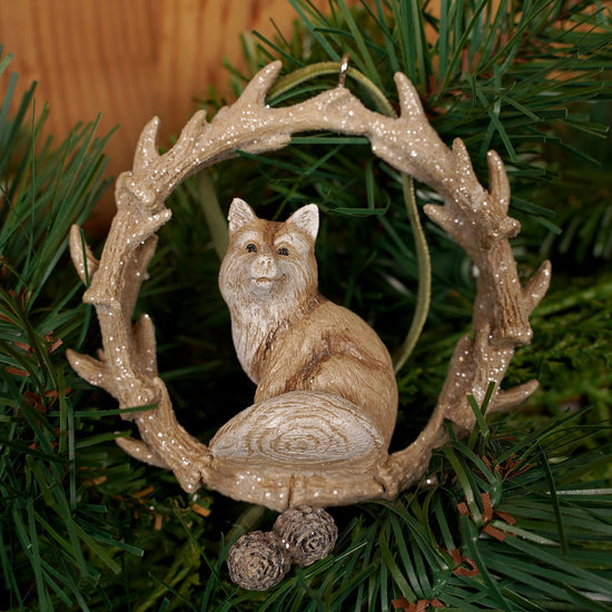 4IN WOODLAND ANTLER WREATH ORN/3 - Christmas Place