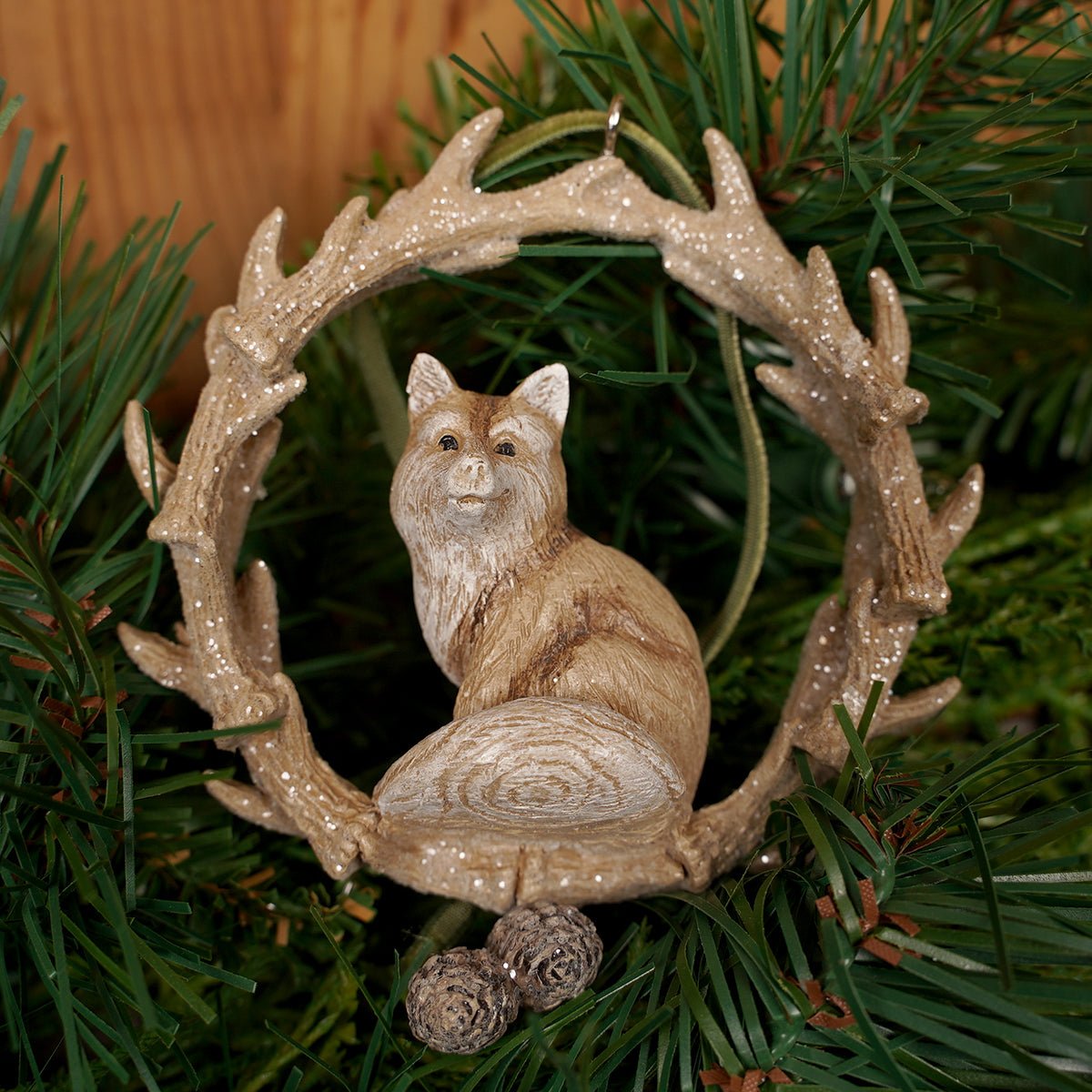 4IN WOODLAND ANTLER WREATH ORN/3 - Christmas Place