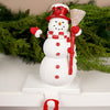 7IN RED WHITE SNOWMAN WHITE STOCKING HOLDER/2 - Christmas Place