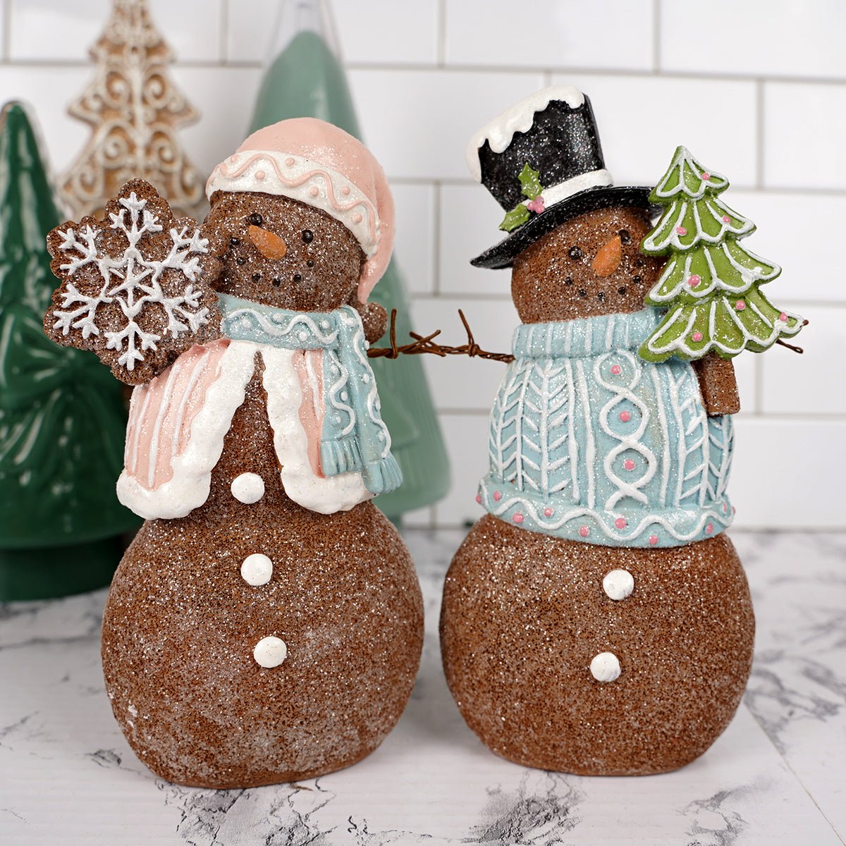 8.4IN GINGERBREAD SNOWMAN SET OF 2 - Christmas Place