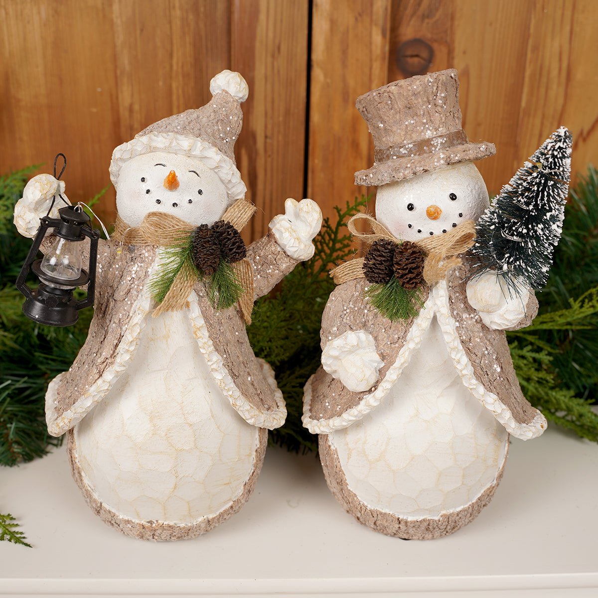LED Woodland Christmas Snowman Set Of 2 - Christmas Place