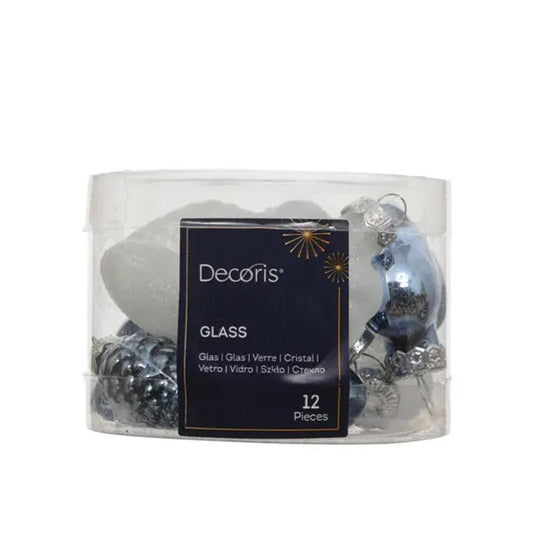 Night Blue Glass Mix Mini Ornaments - Christmas Place