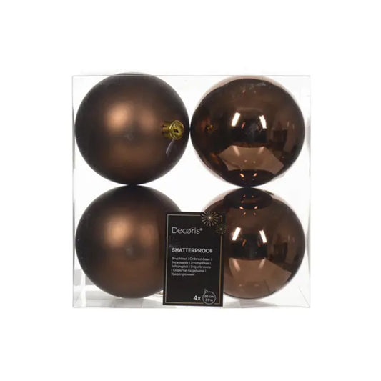 Espresso Boxed Ball Ornaments Set Of 4