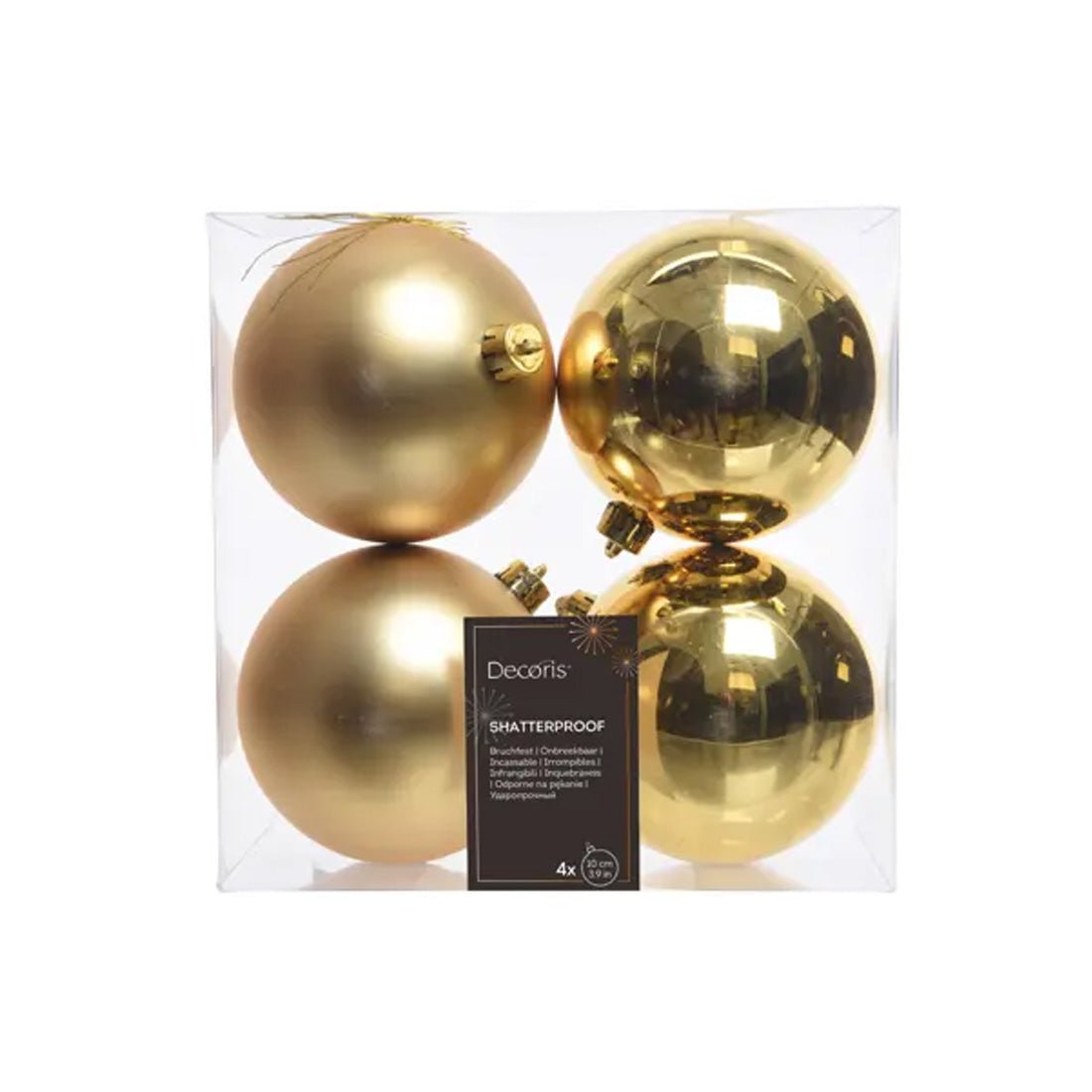 Light Gold Boxed Ball Ornaments Set Of 4 - Christmas Place