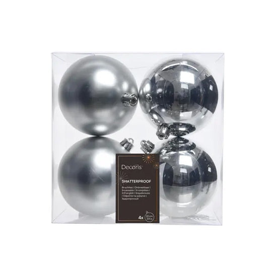 Silver Boxed Ball Ornaments Set Of 4 - Christmas Place