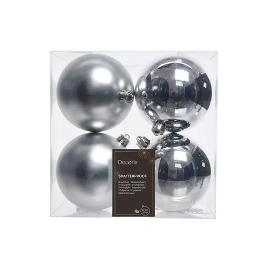 Silver Boxed Ball Ornaments Set Of 4 - Christmas Place