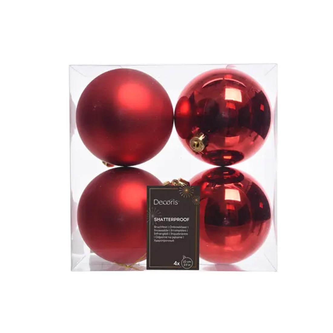Christmas Red Boxed Ball Ornaments Set Of 4 - Christmas Place
