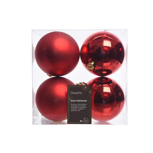 Christmas Red Boxed Ball Ornaments Set Of 4