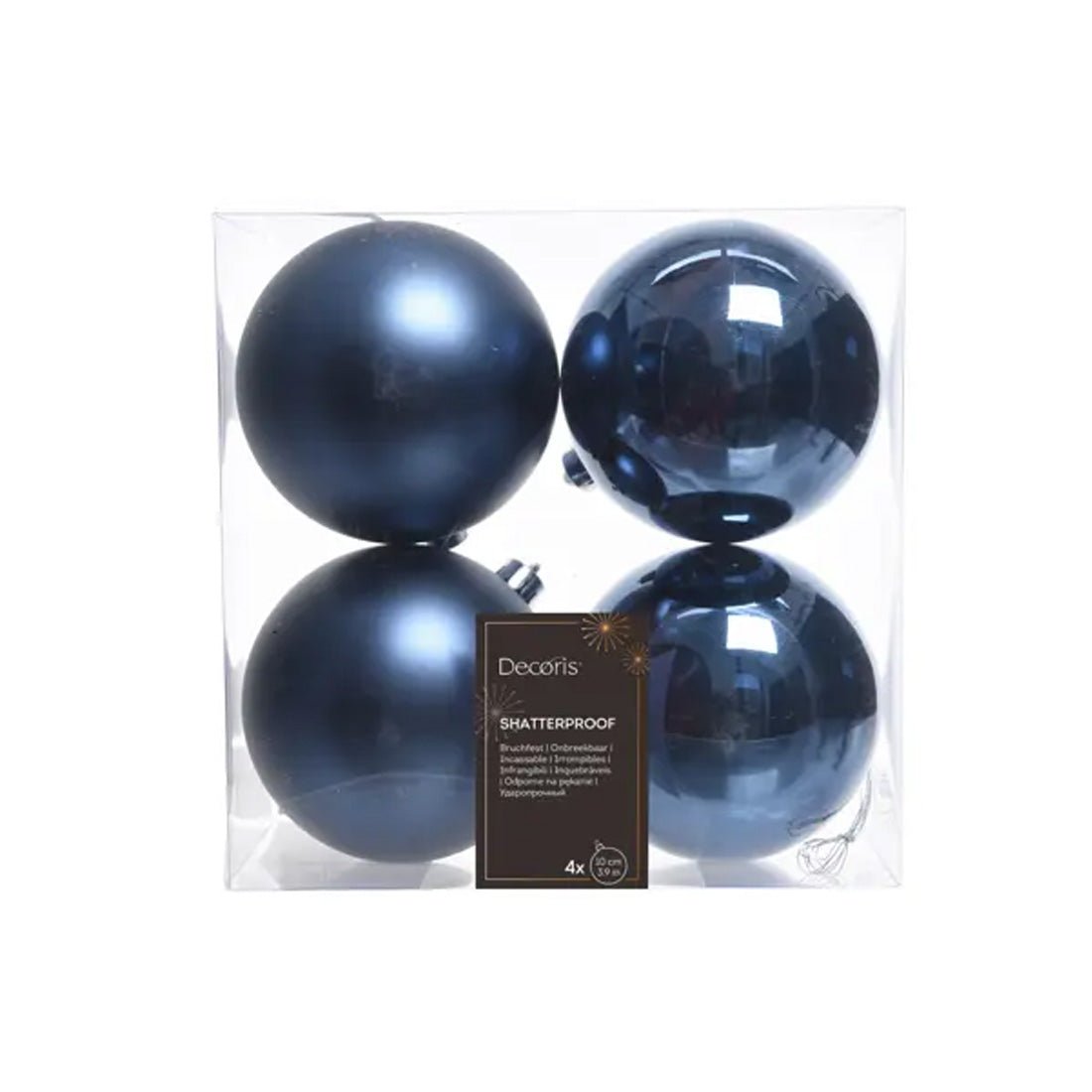 Night Blue Boxed Ball Ornaments set Of 4 - Christmas Place