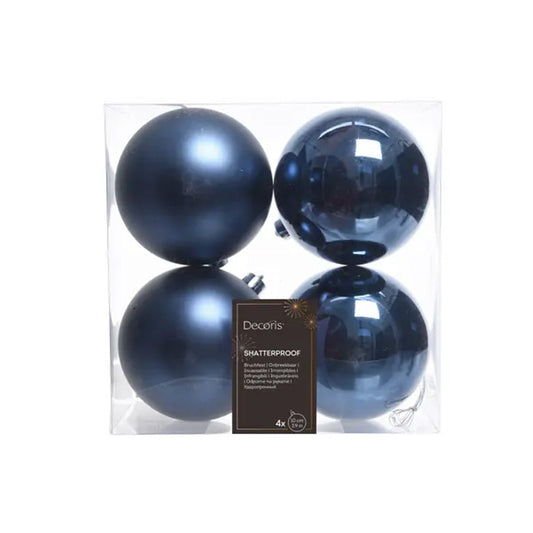 Night Blue Boxed Ball Ornaments set Of 4 - Christmas Place