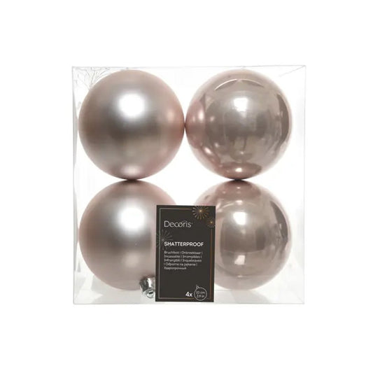 Blush Pink Boxed Ball Ornaments Set Of 4 - Christmas Place