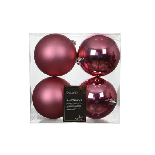 Pink Blossom Boxed Ball Ornaments Set Of 4 - Christmas Place