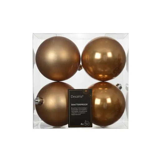 Caramel Brown Ball Ornament Boxed 4 - Christmas Place
