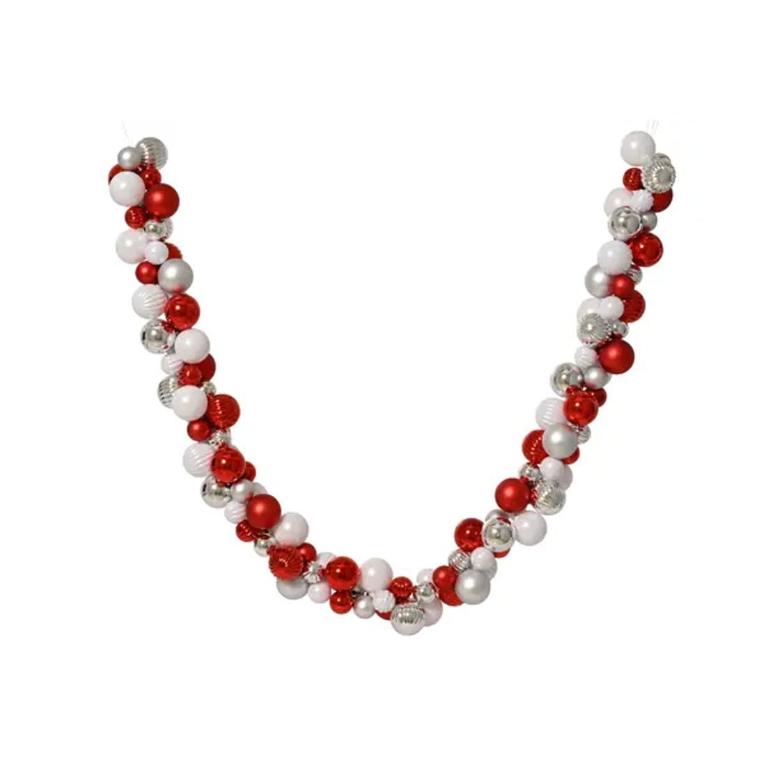 71Inch Red White Silver Ball Garland - Christmas Place