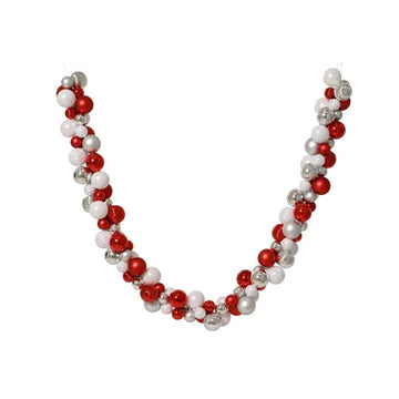 71Inch Red White Silver Ball Garland - Christmas Place