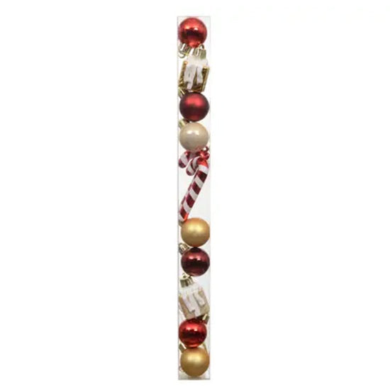 Red White Gold Mixed Mini Ornament Tube - Christmas Place