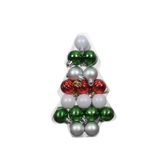 Red Green Silver White Tree Boxed Mini Ball Ornaments - Christmas Place