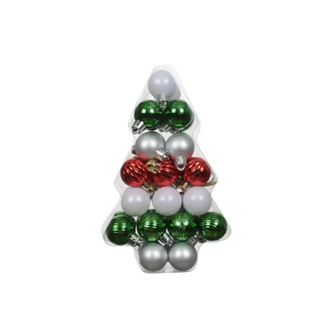 Red Green Silver White Tree Boxed Mini Ball Ornaments - Christmas Place