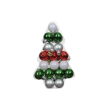 Red Green Silver White Tree Boxed Mini Ball Ornaments - Christmas Place