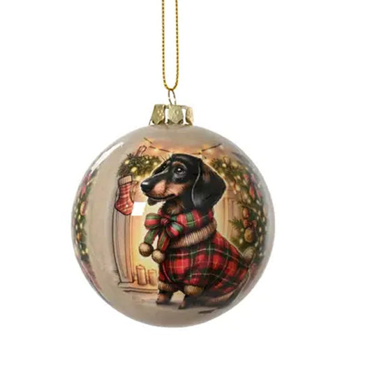 Dog In Sweater Ball Ornament - Christmas Place
