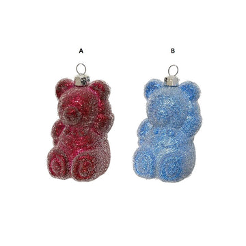 Blue Red Glitter Bear Ornaments