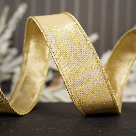 Light Gold Metallic Dupion Ribbon - Christmas Place