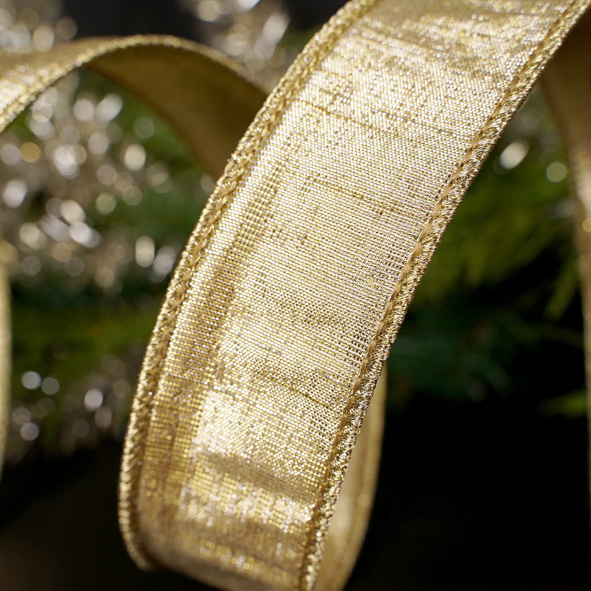 Light Gold Metallic Dupion Ribbon - Christmas Place