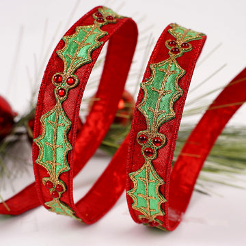 1IN RED METALLIC DUPION JEWEL HOLLY (10)