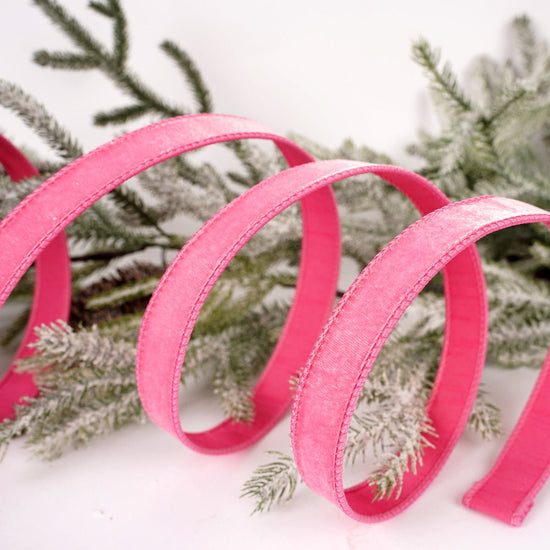 1Inch Velvet Strawberry Dupion Ribbon - Christmas Place