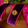1.5Inch Deep Purple Velvet Gold Jingle Bell Ribbon - Christmas Place