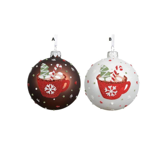 Glass Hot Cocoa Ball Ornament