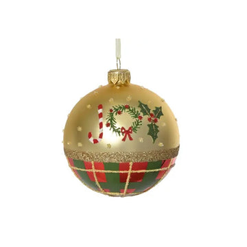 Gold Tartan Joy Ball Ornament - Christmas Place