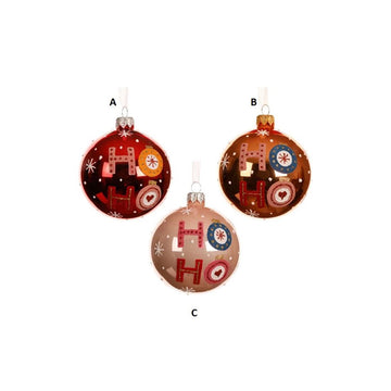 Glass Shiny Ho Ho Ball Ornament