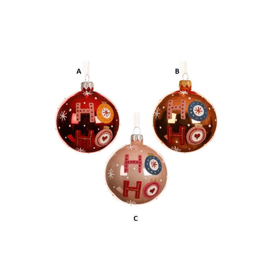 Glass Shiny Ho Ho Ball Ornament