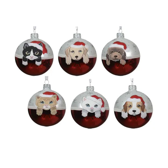 Pet With Santa Hat Ball Ornament - Christmas Place