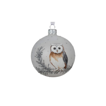 Glass White Owl Ornament