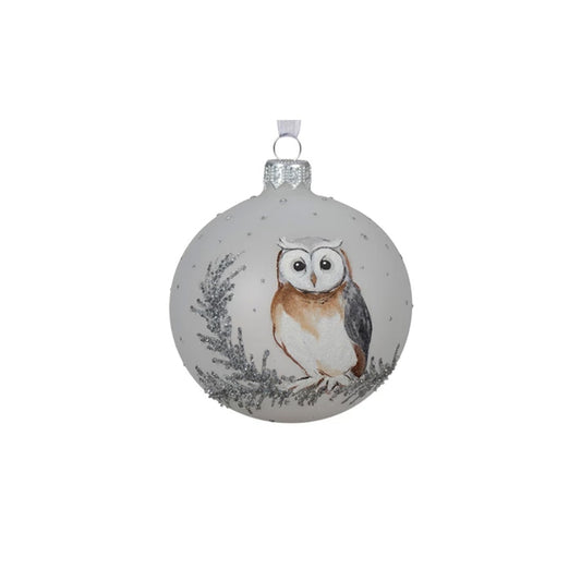 Glass White Owl Ornament