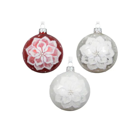 Glass Flower Ball Ornament - Christmas Place