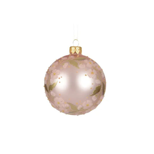Blush Pink Flower Ball Ornament - Christmas Place