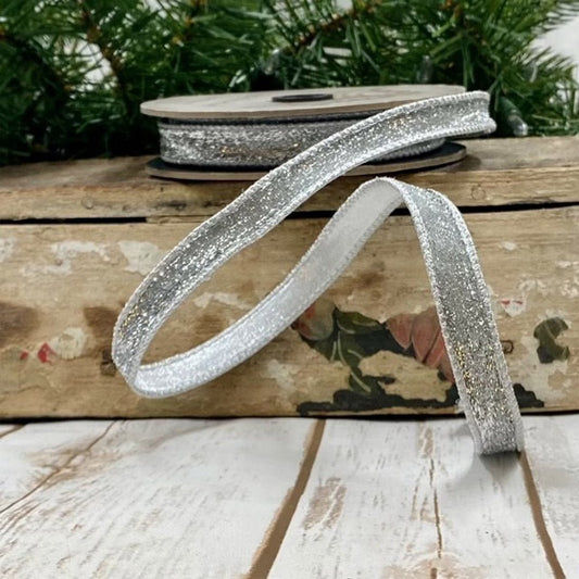 Silver Metallic Velvet Ribbon - Christmas Place
