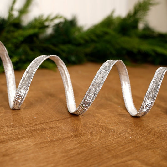 Silver Metallic Velvet Ribbon - Christmas Place