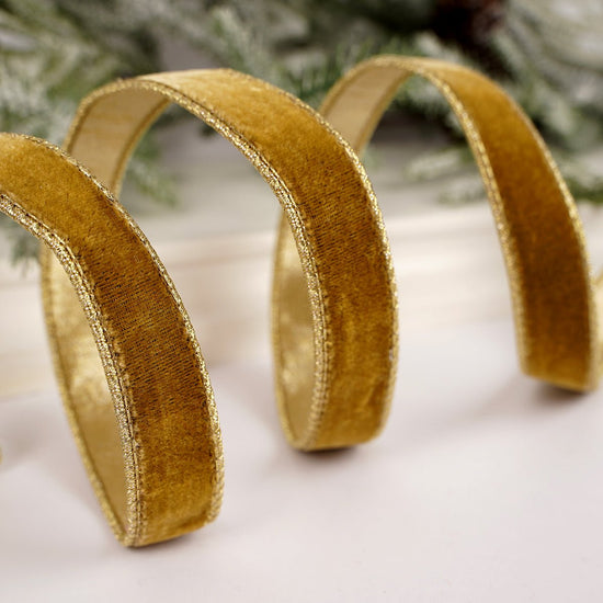 1Inch Light Gold Velvet Metallic Ribbon - Christmas Place
