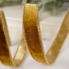 1Inch Light Gold Velvet Metallic Ribbon - Christmas Place