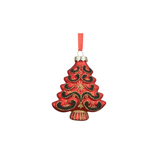 Glass Red Tree Ornament X2