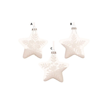 Glass White Snow Star Ornament