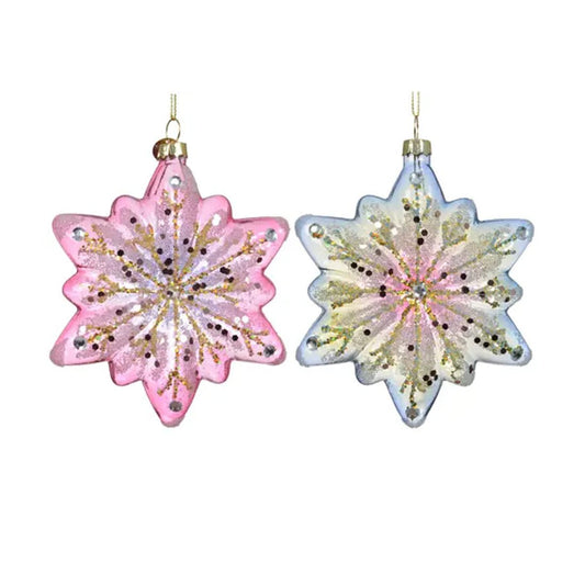 Glass Iridescent Flower Ornament - Christmas Place